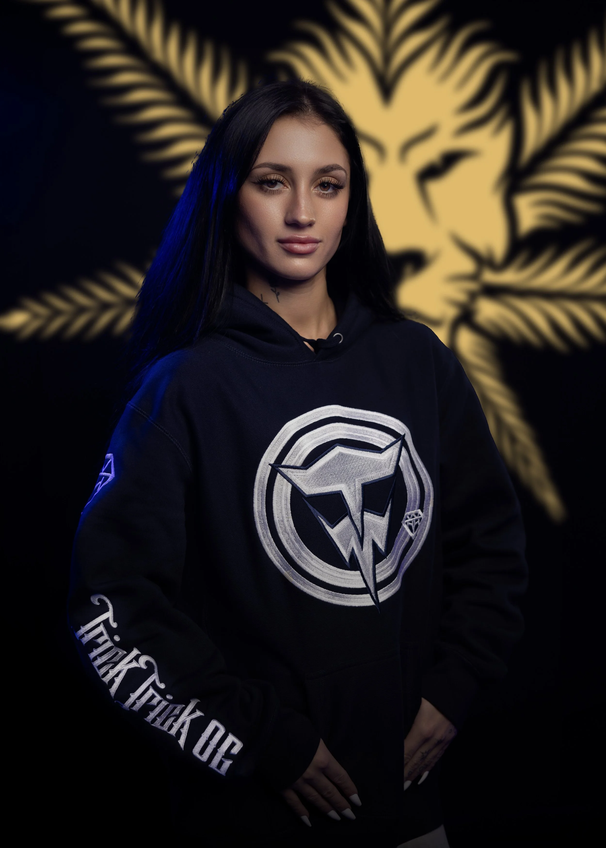 HWH x COOKIES Blue on Black Embroidery Legend Hood — Heavyweight